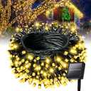 Outdoor String Lights Solar Powered Waterproof - 240 Led Solar String Lights for Outside with 8 Modes - Solar Twinkle Lights Outdoor Waterproof for Tree Patio Garden Wedding Party (110ft Warm White)