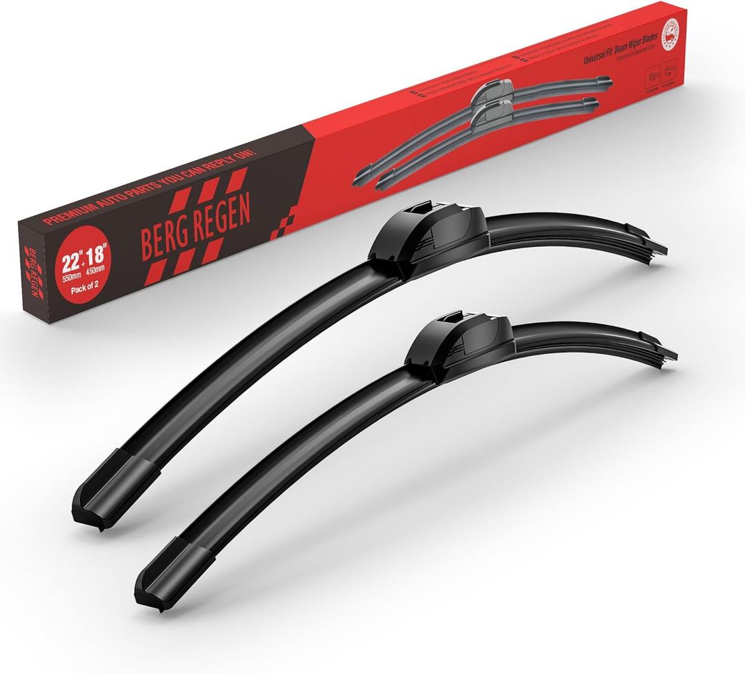 BERG REGEN 22"+18" Windshield Wiper Blades Replacement for Chevy Chevrolet Colorado 2019-2021, Ford Focus 2008-2011, GMC Canyon 2019-2024 Genuine OEM Quality (Set of 2)