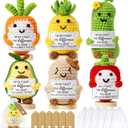 Thank You Gifts for Women 6PCS Positive Crochet Vegetables & Fruits, Employee Appreciation Gifts Emotional Support Crochet Buddies Administrative Professional Day Gift Easter Basket for Women Coworker