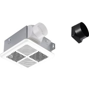 Tech Drive Very Quiet Bathroom Exhaust Fan - 80 CFM/70 CFM, 3&4-Inch Duct Included, Energy Star, No Attic Access, Ceiling Mounted for 75 Sq. Ft Bathrooms, Up to 80 CFM with 4-Inch Duct, White