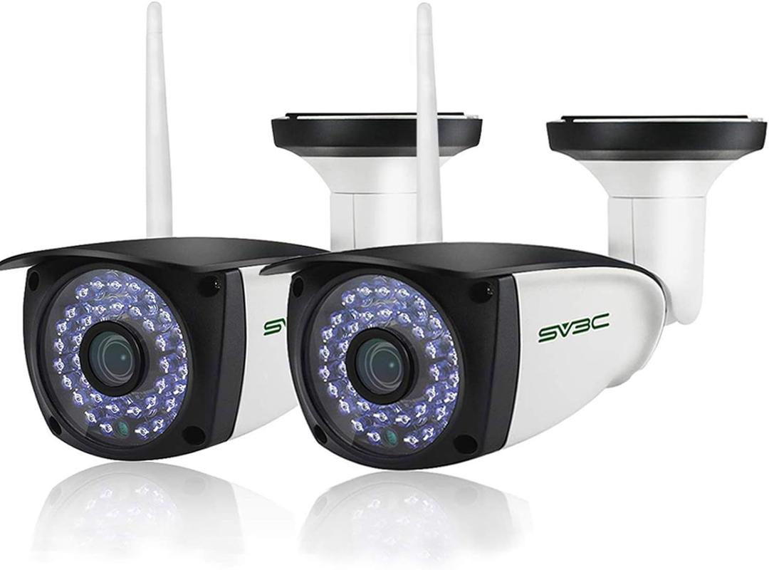 SV3C WiFi Security Cameras Outdoor, 2 Pack 1080P Two-Way Audio Exterior IP Camera, Outside Surveillance Cam Supports Motion Detection, ONVIF Conformance, IP66 Waterproof, RTSP,Max 128GB SD Card Record (Pair)