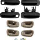 Door Handle Kit, w/ Lock Cylinders & Keys, Compatible with 1998-2002 Toyota Corolla & Chevy Prizm, Interior & Exterior Front & Rear Left Driver & Right Passenger Side, OE# 77563, 80423, 79501, DL166