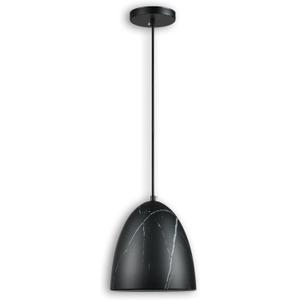 Modern Marble Pendant Light, 8.2"x7.9" Metal Hanging Light Fixture with Faux Black Stone Finish, 15"-72" Adjustable Line, E26 Socket for Office, Living Room, Dining Area  Midnight Stone