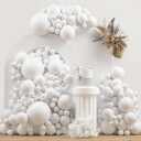 White Double Stuffed Balloons Different Size 115Pcs 5/10/12/18" White Balloon Arch Garland kit for Birthday Baby Shower Bridal Shower Gender Reveal Wedding Theme Party