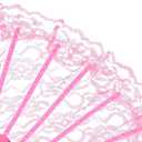 QIRMIZI 10 Pack Lace Handheld Folding Fan - Elegant Silk Fan for Women's Wedding Decoration and Dancing Party - Pink