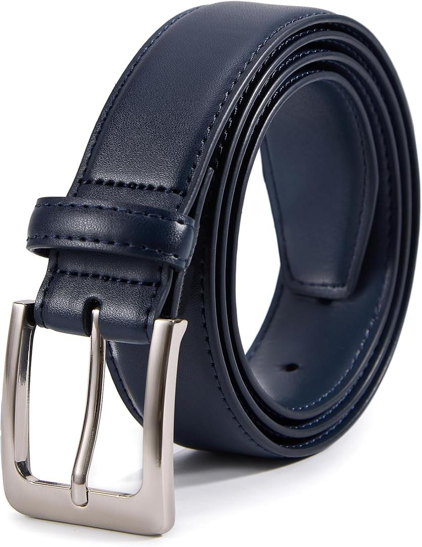 VATAN Men's Genuine Leather Dress Belts, Handmade Classic Every Day Leather Jeans Belt for Men Work Business Casual (34(Fits Waist 32"-33"), Navy Blue)