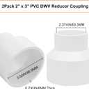 2Pack 3" x 2" PVC DWV Reducer Coupling Adapter (Socket x Socket) Schedule 40 PVC DWV Slip Reducing Coupling Pipe Fittings, PVC Increaser/Reducer Coupling for Home Sewer Plumbing