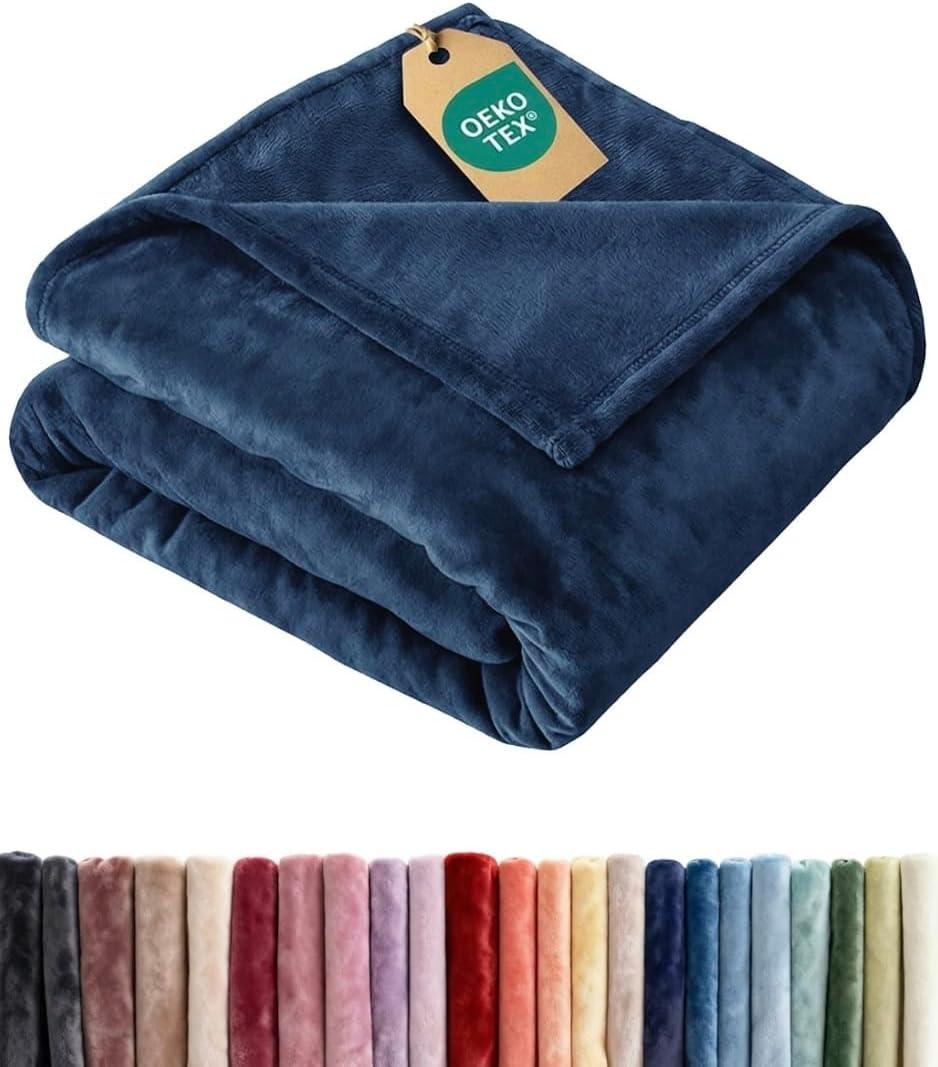 Ultra Soft Fleece Blanket Throw Size - Flannel Fleece Luxury Throw Blanket - Lightweight for Couch Bed Chair - Thick, Warm and Breathable - All Season Cozy Fuzzy, Anti-Static Microplush Bedding, Navy