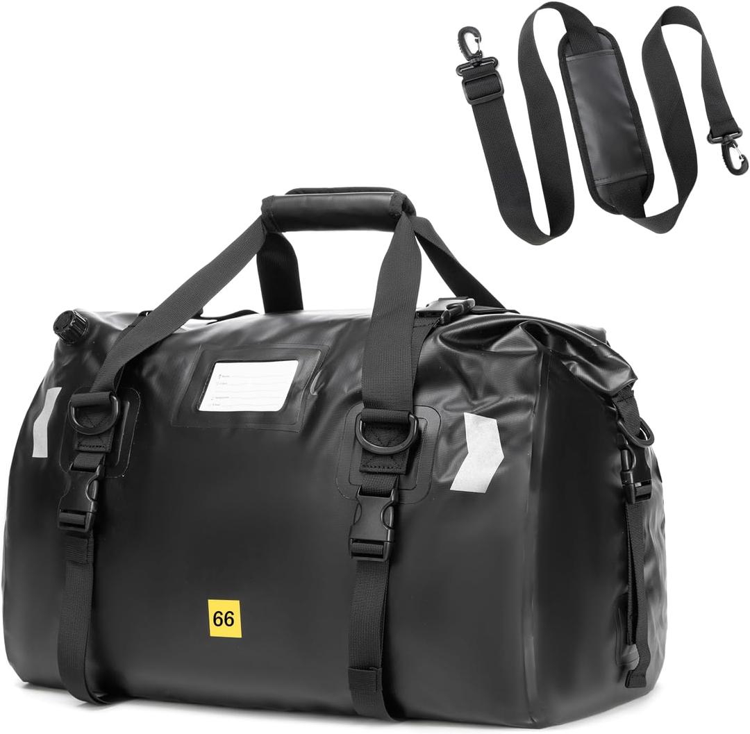 Waterproof Motorcycle Dry Duffel Bag 40L/66L - Heavy Duty Waterproof Backpack for Travel, Camping, Kayaking, Paddle Boarding, Boating, Rafting, Fishing and Beach (black)