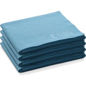 E-Cloth Glass & Polishing Cloth - Microfiber Cleaning Towel Cloth for Windows, Cars, Mirrors, Eyeglasses, & More, Streak Free Clean, Reusable & Machine Washable - Alaskan Blue (4 Pack)
