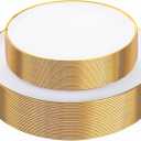 LIYH 60Pcs Gold Plastic Plates - Disposable Heavy Duty - White Plastic Disposable Plates for Party/Weddings-Include 30 White with Gold Rim Dinner Plate 30 Dessert Plate