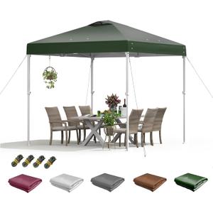 10x10 Canopy Replacement Top - Waterproof Pop Up Shelter for Outdoor Frame, Sun Shade Cover for Patio/Camping/Events with Wind Ropes (Sage Green, 9.8ft x 9.8ft)