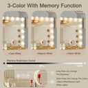 Ratsamee Gold Hollywood Vanity Mirror with Lights, 15 Dimmable Bulbs, 3 Color Lights,Make Up Lighted Mirror, Aluminum Metal Frame, USB Charging Port23" x 18"