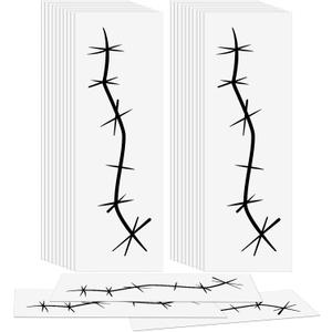 Nosiny 48 Sheets Halloween Stitches Tattoo Stickers Fake Scars Temporary Tattoos Horror Cosplay Accessories for Adult Kids Girls Gifts Halloween Party Decor