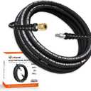 3/8” Pressure Washer Hose 25FT 4000psi,Rubber Hose,Quick Connect,360° Swivel,Kink-resistant,Heavy Duty,Black