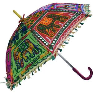 ROYAL CRAFT 5 Pcs Lot Elephant Design Indian Vintage Elephant Design Decorative Umbrella Sun Parasol Wedding Birthday Party Decoration Lot Of Umbrella
