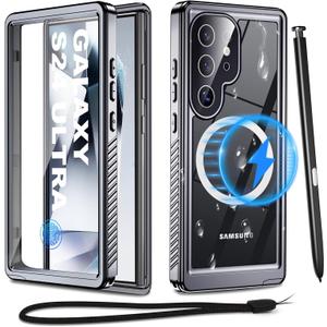 for Samsung Galaxy S24 Ultra Waterproof Case with Magsafe, Built-in Magnetic & Screen Protector, IP68 Certified Full Body Shockproof, for Water Sports Underwater Photography, 6.8" Black