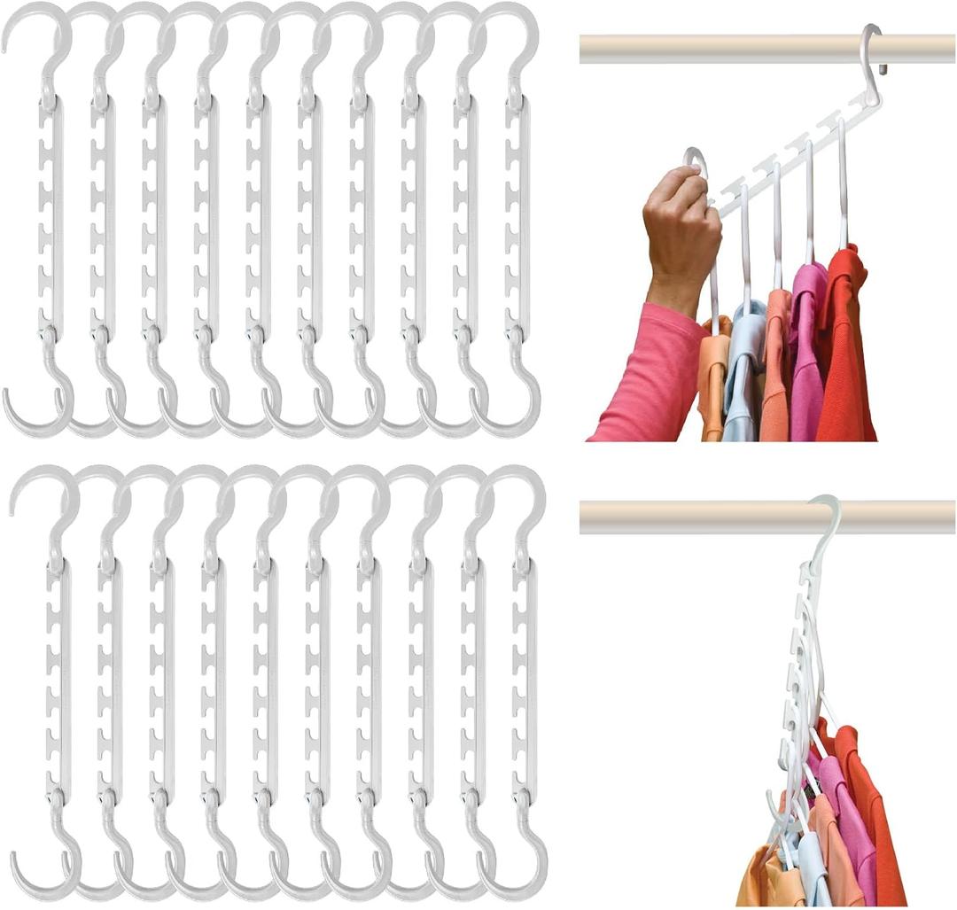 Wonder Hanger Max 20-Pack Space Saving Hangers, Reinforced Hooks Swivels 360, Cascading Hanger, College Dorms & Storage Closet Organizer, Fully Assembled  White Wonder Hanger Max 20-Pack Space Saving Hangers, Reinforced Hooks Swivels 360, Cascading Hanger, College Dorms & Storage Closet Organizer, Fully Assembled  White