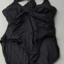 SHAPELLX Women's One Piece Swimsuit Tummy Control Ruched Full Coverage Bathing Suit V Neck Slimming Swimwear (Black, XL)