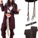 fun shack Mens Pirate Costume, Adult Pirate Outfit for Men, Halloween Pirate Attire, Perfect for Costume Parties (Large)