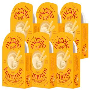 Mezete Hummus | Tahini Rich | Authentic Middle Eastern Dip | 100% All Natural | Classic Hummus | Dip with Breadsticks | No Added Oils | Preservative-Free | On the Go | Shelf-Stable | 81g (Pack of 6)