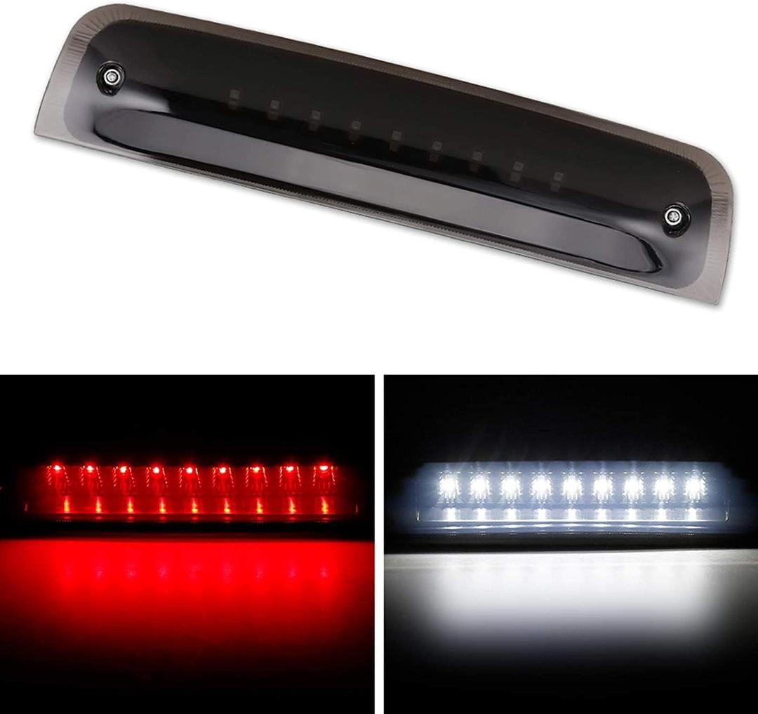 BORDAN For Dodge Ram Third Brake Light Stop Lamp Compatible For 2009-2017 Dodge Ram 1500 2010-2017 Dodge Ram 2500 3500 White & Red LED Brake Tail Light Assembly Smoke Lens