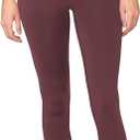 Peached Seamless Front & Side Foldable Waisted Leggings with Inner Pocket Full-Length Yoga Pants (Red, XS)