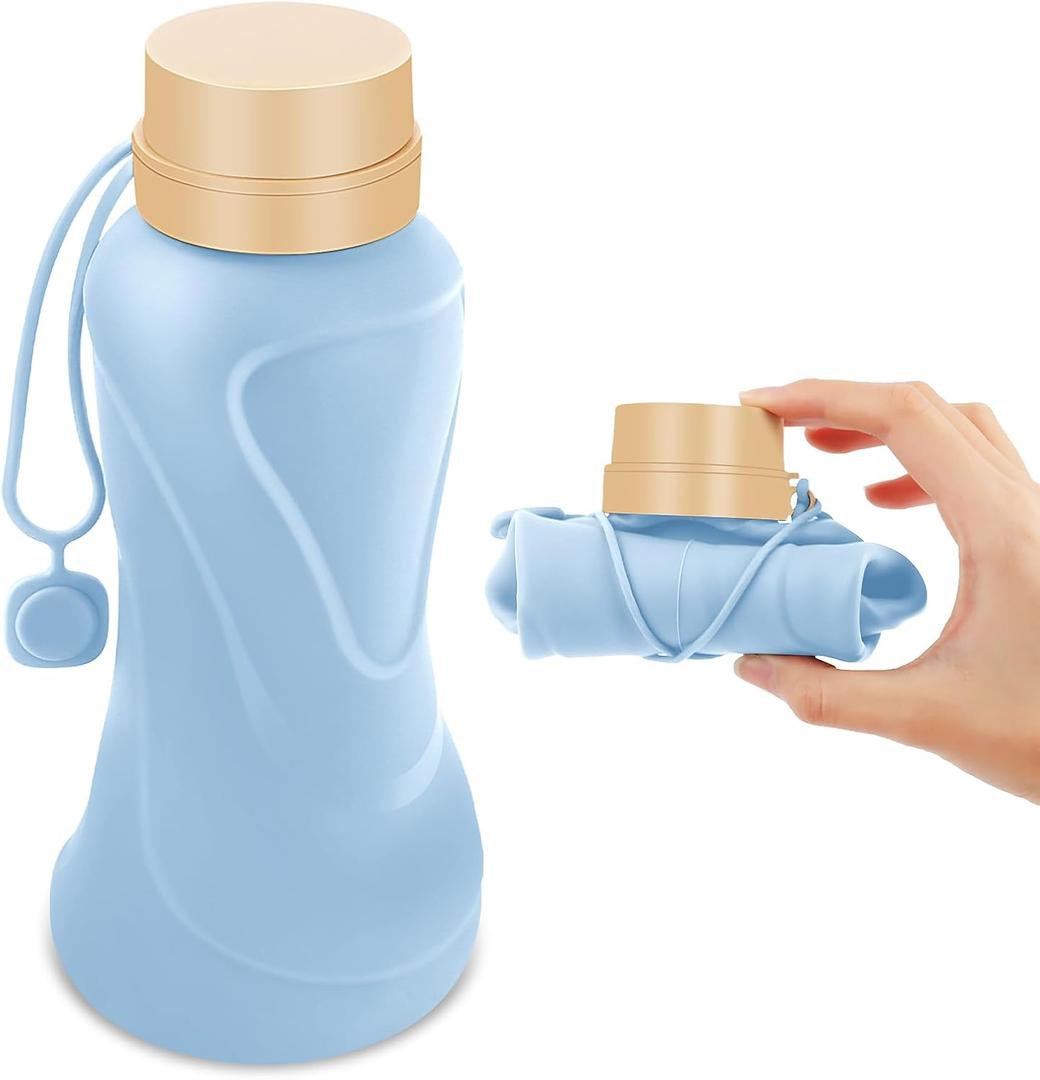 Collapsible Silicone Water Bottle 650 ml , Blue