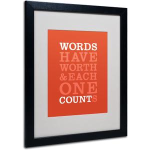 Trademark Fine Art Words Worth II by Megan Romo with Black Frame Artwork, 16 by 20-Inch (20L" x 16W")