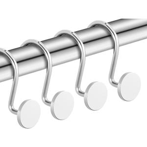 CHICTIE Chrome Shower Curtain Hooks, Rustproof Shower Curtain Rings for Bathroom, Metal Shower Hooks for Shower Curtain Rod, Modern Decorative Shower Curtain Hangers Set of 12, Round Heavy Duty Design, Pack of 4