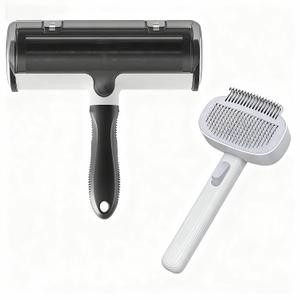 2-In-1 Pet Grooming Kit;Dog Brush For Shedding，Cat Brush For Long Haired Cats- Self-Cleaning Shedding & Detangling Brush,Dual-Direction Design - Professional For Long/Short Haired & Indoor Cats.