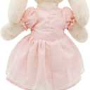 oits cute Small Soft Stuffed Animal Bunny Rabbit Plush Toy for Baby Girls 15inch (White Rabbit Wearing Pink Retro Dress)