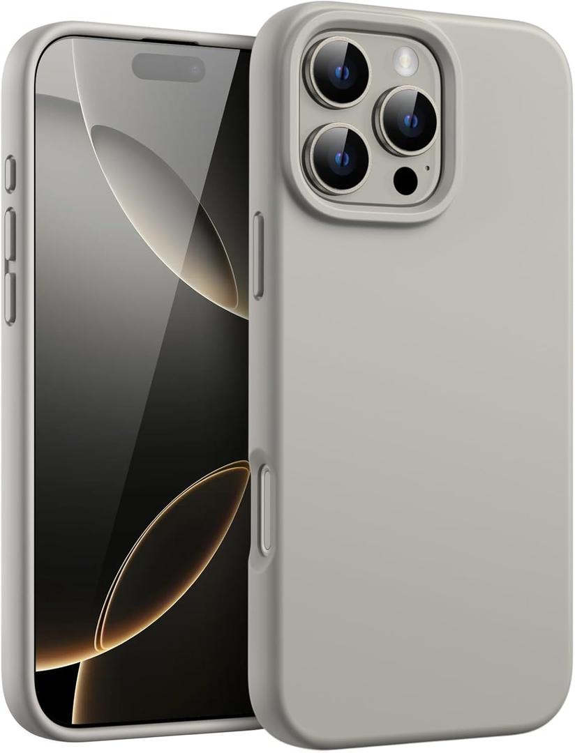 JETech Liquid Silicone Case for iPhone 16 Pro 6.3-Inch, Silky Soft Touch Full-Body Protective Phone Case, Anti-Scratch Shockproof Cover with Microfiber Lining (Natural Titanium)