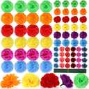 72 Pcs Marigold Flower Heads Bulk Mexican Multicolor 1.2'' 2'' 3.5'' Silk Marigold Flowers with Stems DIY Garland Craft Supplies for Mexican Party Home Decor (Bright Color)