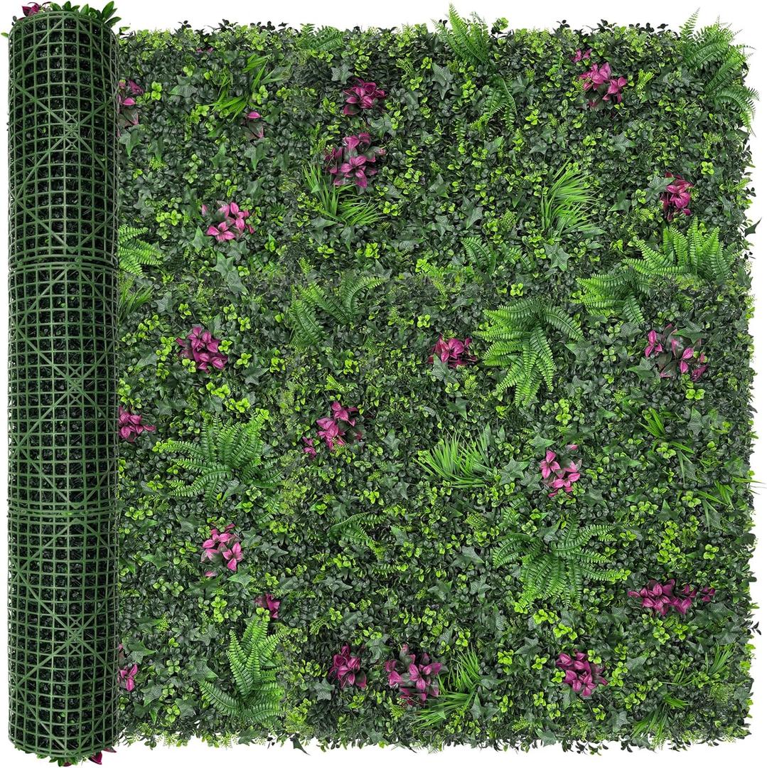 Greenery Grass Wall Boxwood Plant Roll: 60"x128"(53.5 SQFT) with UV Resistant Green Leaves Faux for Interior Panel, Greenery Backdrop,Garden and Indoor Outdoor Wall&Fence Covering Privacy (3D Style 2)