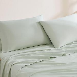 Linen Closet Luxury Cotton 144 Thread Count Organic Cotton King Pillowcases, Set of 2, Light Green