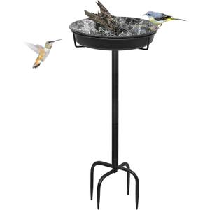 28In Freestanding Birdbaths Bowl Outdoor, Free Standing Garden Bird Bath Bird Feeder Bowl with Metal Stake, Detachable Decoration Spa Birdfeeder for Garden Patio Yard Lawn, New Upgrade(A)