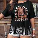 Women's Plus Size Off Shoulder Tops Cowgirls Graphic Tees Short Sleeve Fringe Tassel T Shirts (Black, XL)