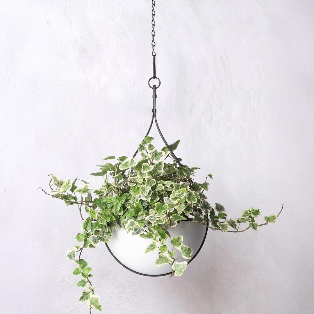 Hajia Waterdrop Shaped Hanging Planter, Metal Plant Hanger with Non-Detachable Pot, Hanging Plant Holder for Wall and Ceiling Decor.(No Plants and Drainage Holes) (Black, Medium 1 Pack)