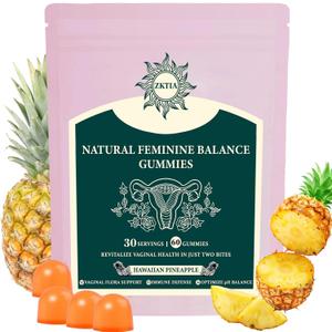 Vaginal Probiotics for Women, Feminine Balance Gummies for pH Balance, Women's Health Supplement, Feminine Freshness & Immune Support, Vegan Gluten Free, Hawaiian Pineapple, 60 Count (EXP 11/23/27)
