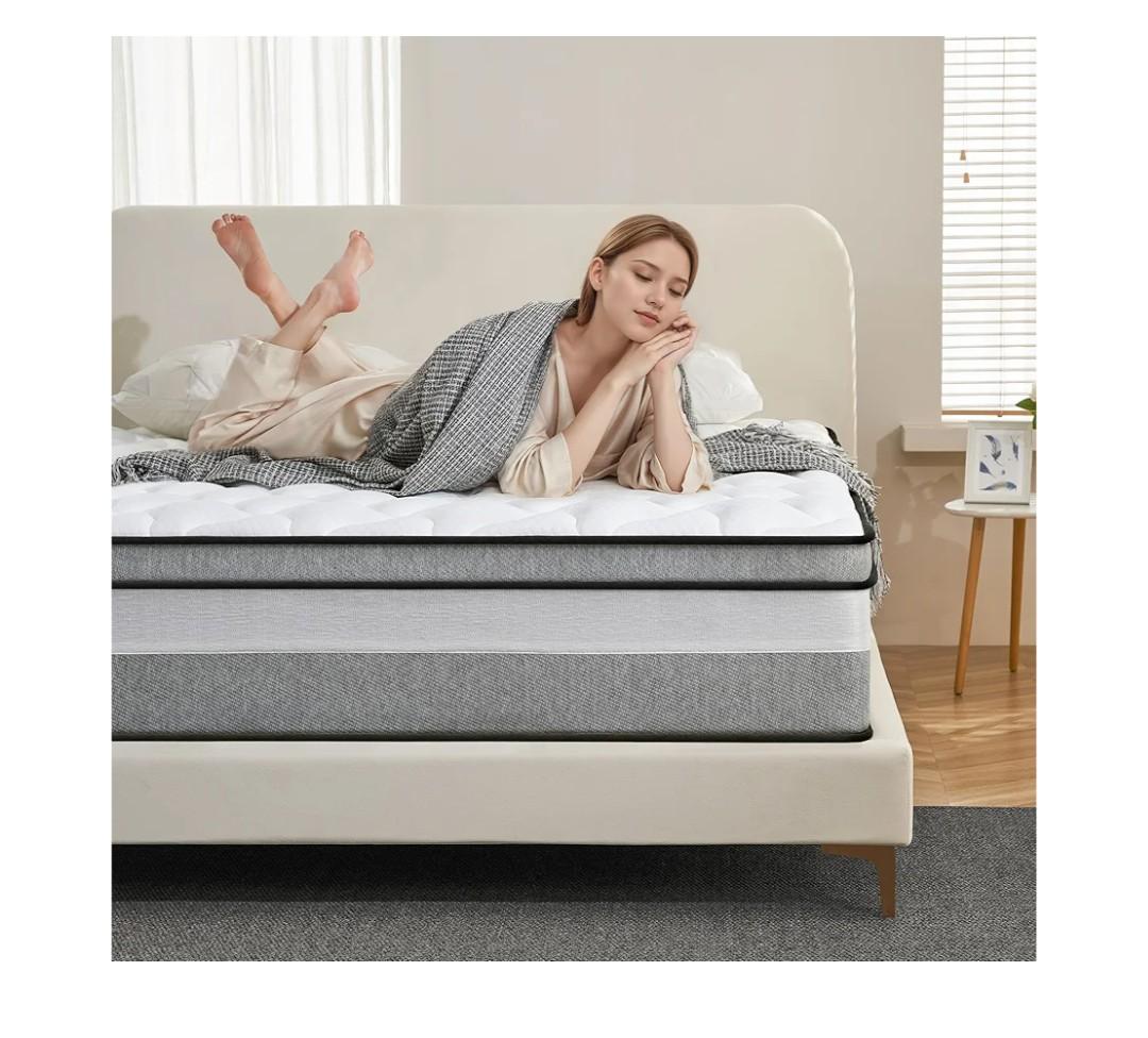 Full Size Mattress, 10-inch Full Mattress in a Box,Individual Pocket Spring Motion Isolation, Soft and Breathable,Back Pain Relief,Colchones 