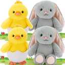 MaoGoLan 4Pcs Easter Stuffed Animals Bulk for Kids, 10 inch Floppy Bunny Stuffed Animals Plush Chick Toys Party Favors Birthday Decorations Girls Easter Gift Basket Stuffers