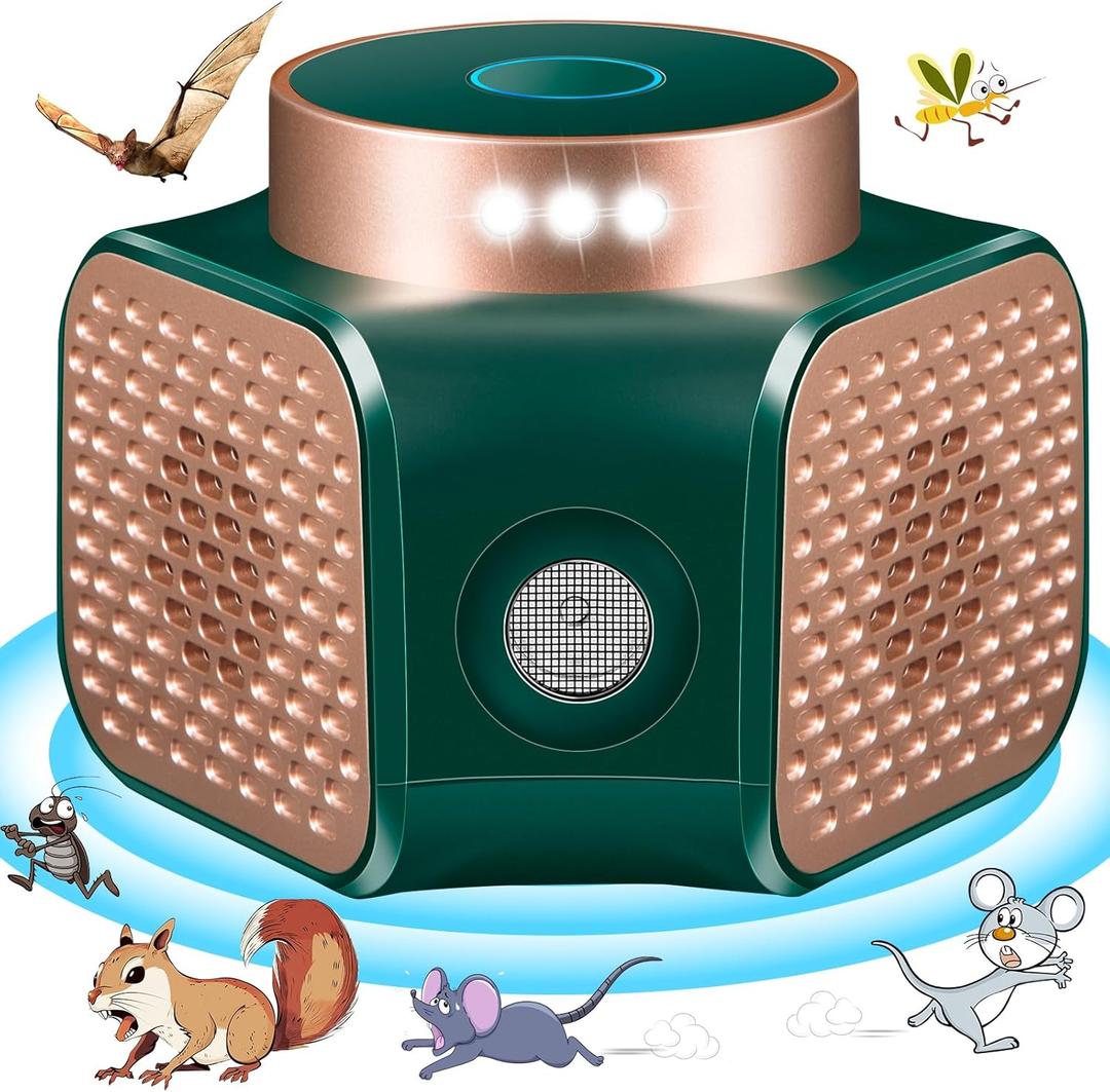 Upgraded Mouse Repellent Ultrasonic Plug in Mice Repellent Indoor Control for Rodent Rat Mouse Mice Squirrel 4 IN1 Electronic Repellent Devices for House Garage Basement Attic (green)