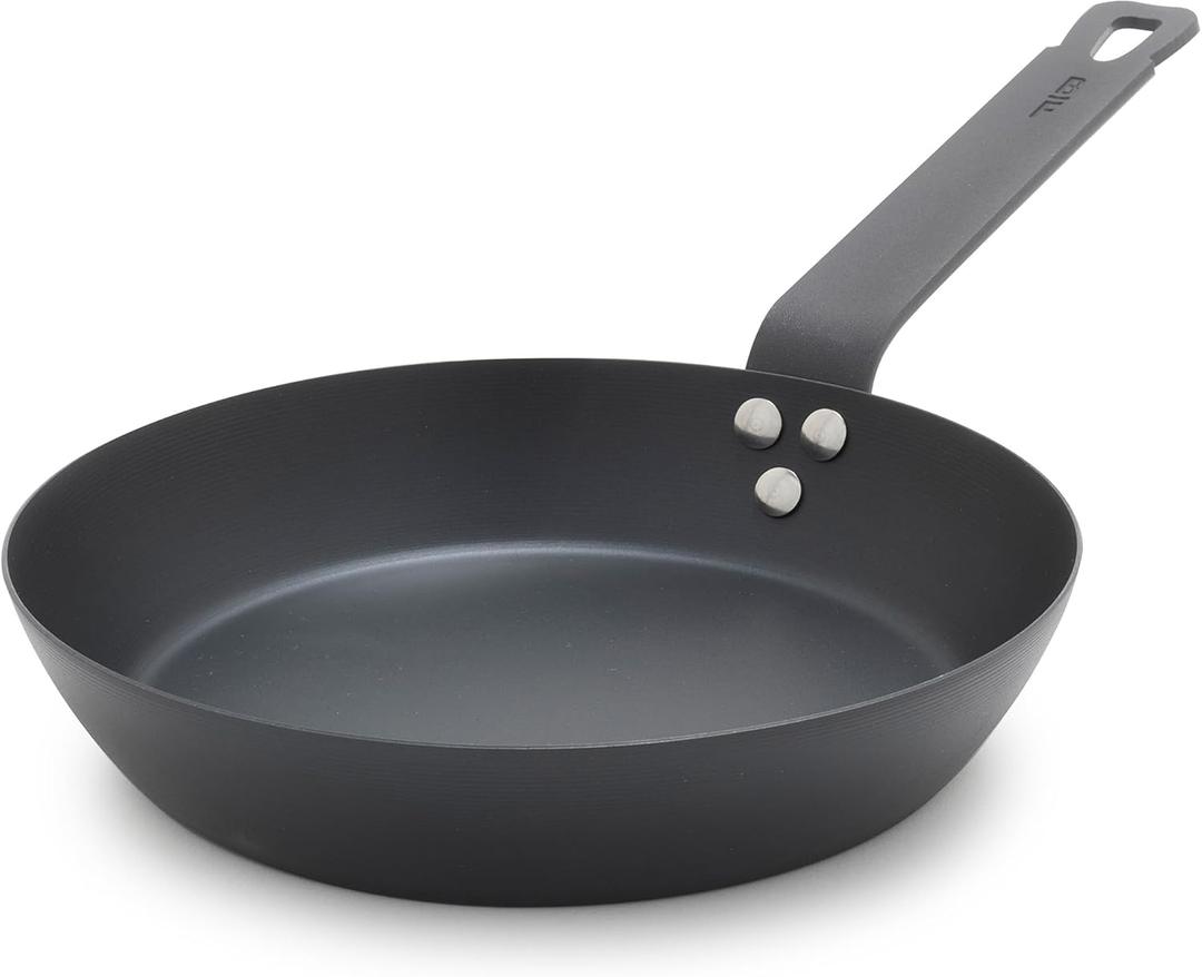 GreenPan x Bobby Flay 8" Carbon Steel Frying Pan Skillet, Pre-Seasoned Ready to Use, Nontoxic, PFAS-Free, Induction Compatible, High Heat & Oven Safe Durable Cookware, Cast Iron Alternative (Black)