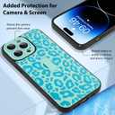 KANGHAR for iPhone 14 Pro Max Case Blue Leopard Print Pattern Cute Cheetah Wristband Stand Phone Cover for Women Girls Men Shockproof Slim Protective Cover for iPhone 14 Pro Max 6.7 Inch