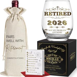 Best 2026 Gifts for Retiring Women & Men, Not My Problem Anymore, Funny Stemless Wine Glass - Retirement Gift for Coworkers, Teachers, Mom & Dad -267