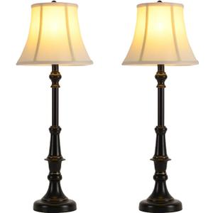 2 Pack Vintage Style Buffet Table Lamp, Traditional Bedside Lamps, Tall Table Lamp Set of Two for Living Room, Bedroom