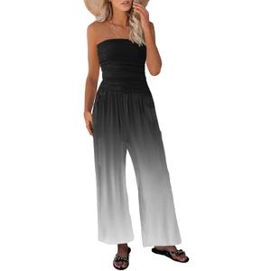 Bustier Jumpsuits for Women Summer Cuasual Strapless Backless Jumpsuit Loose Wide Leg One Piece Sexy Long Rompers