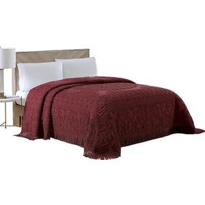 Beatrice Home Fashions Medallion Chenille Bedspread, King, Burgundy
