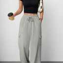 ANRABESS Wide Leg Sweatpants for Women Cargo Pants High Waisted Sweat Pants Baggy Joggers Casual Long Pants with Pockets SIZE S